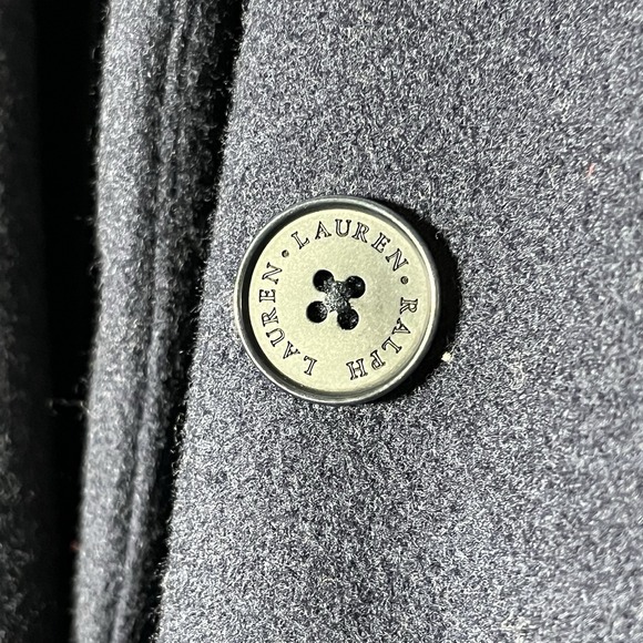 Lauren Ralph Lauren Trech Coat Womens Petite Medium Blue Wool Cashmere Blend - Picture 10 of 10